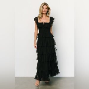 Amable by Mable  Black Ruffled Maxi Dress Size Small